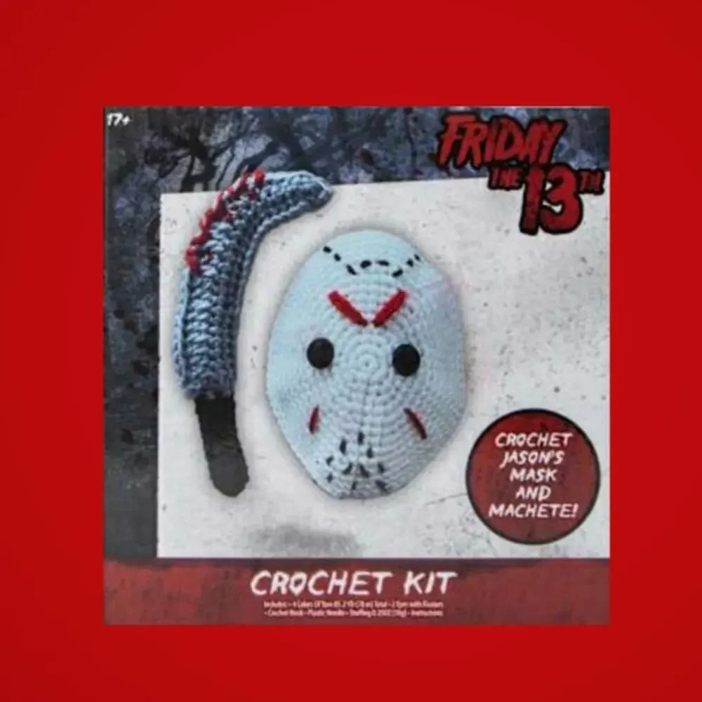 FRIDAY 13th Jason Stuffed Mask & Knife Crochet Kit Horror Movie Theme Craft 17+